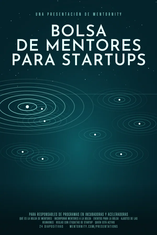 Póster de estilo cinematográfico de la presentación Bolsa de mentores para startups