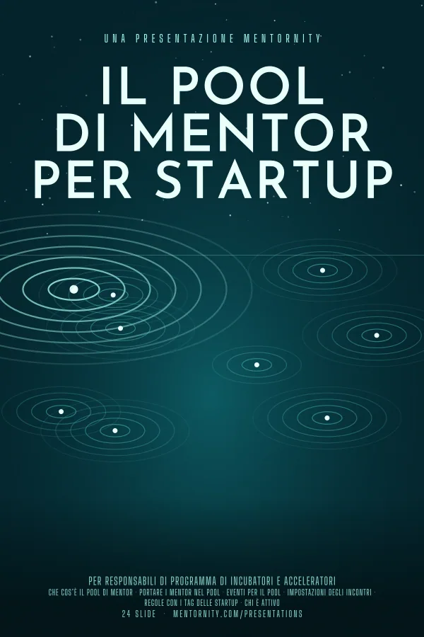 Locandina in stile film della presentazione Il pool di mentor per startup