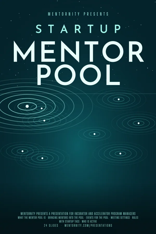 Film-style poster for the How a Startup Mentor Pool Works presentation