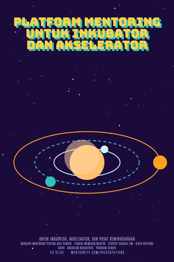 Poster bergaya film untuk presentasi Platform Mentoring untuk Inkubator dan Akselerator