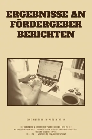 Filmplakat der Präsentation: Ergebnisse an Fördergeber berichten