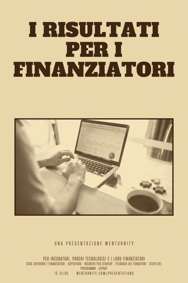 Locandina in stile film della presentazione I risultati per i finanziatori