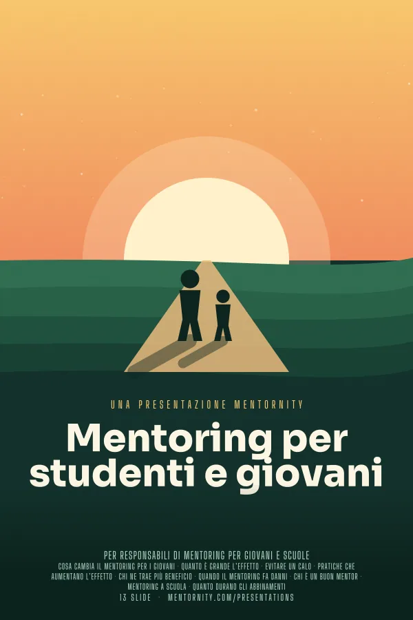 Locandina in stile film della presentazione Mentoring per studenti e giovani