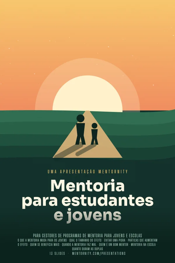 Pôster em estilo de cinema da apresentação Mentoria para estudantes e jovens
