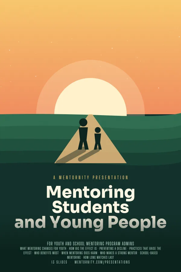 Film-style poster for the Mentoring Students and Young People presentation