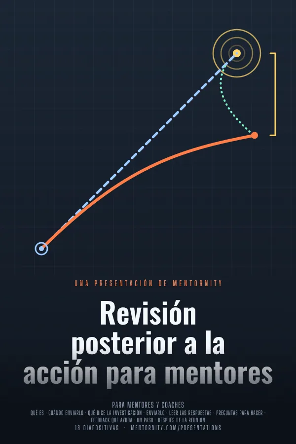 Póster de estilo cinematográfico de la presentación Revisión posterior a la acción para mentores
