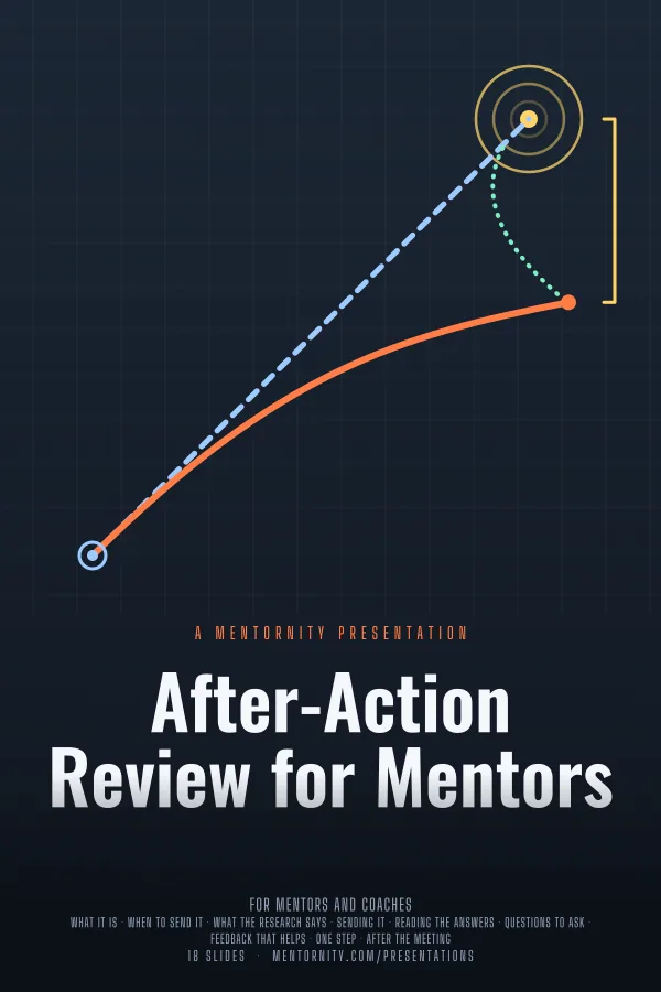 Film-style poster for the After-Action Review for Mentors presentation