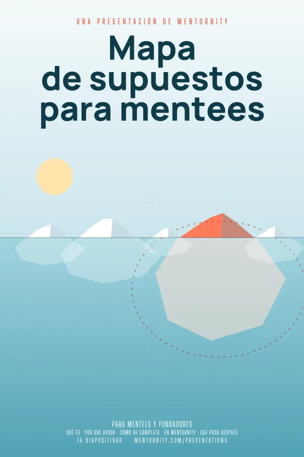 Póster de estilo cinematográfico de la presentación Mapa de supuestos para mentees