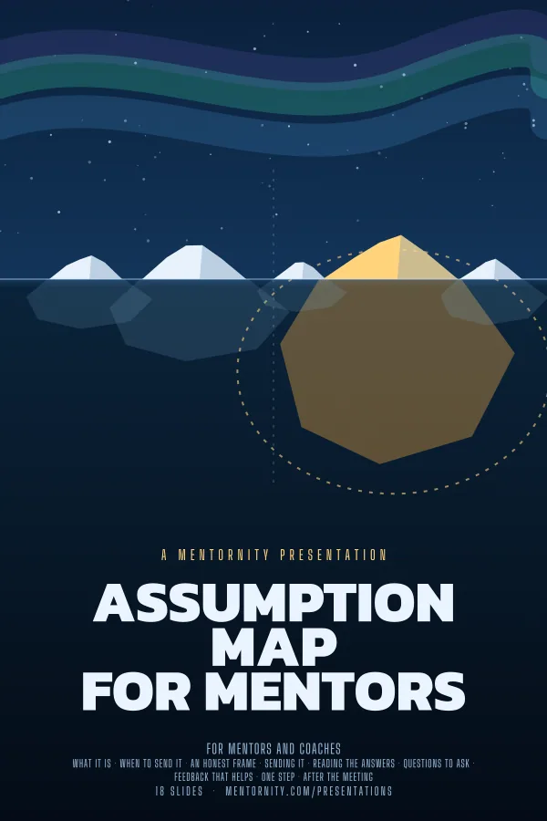 Film-style poster for the Assumption Map for Mentors presentation