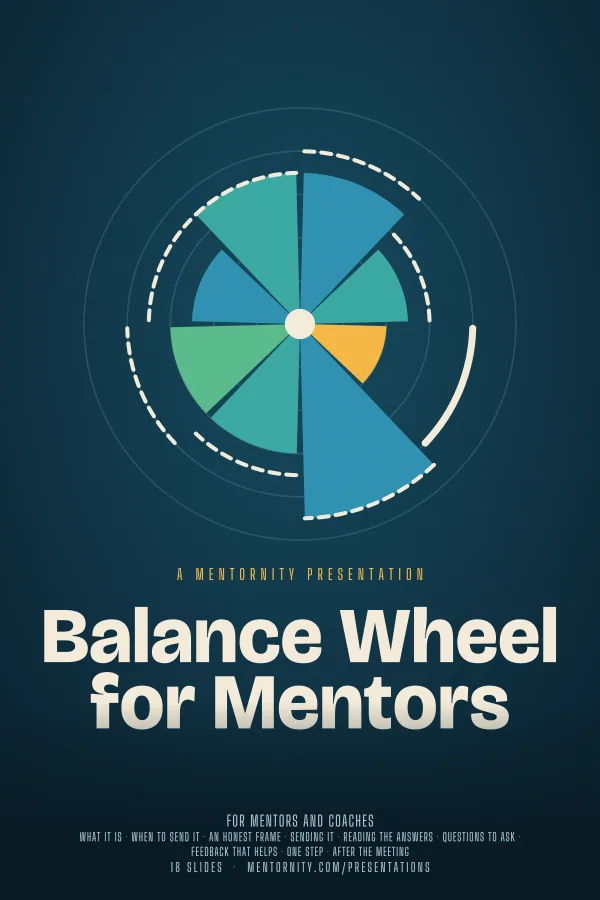 Film-style poster for the Balance Wheel for Mentors presentation