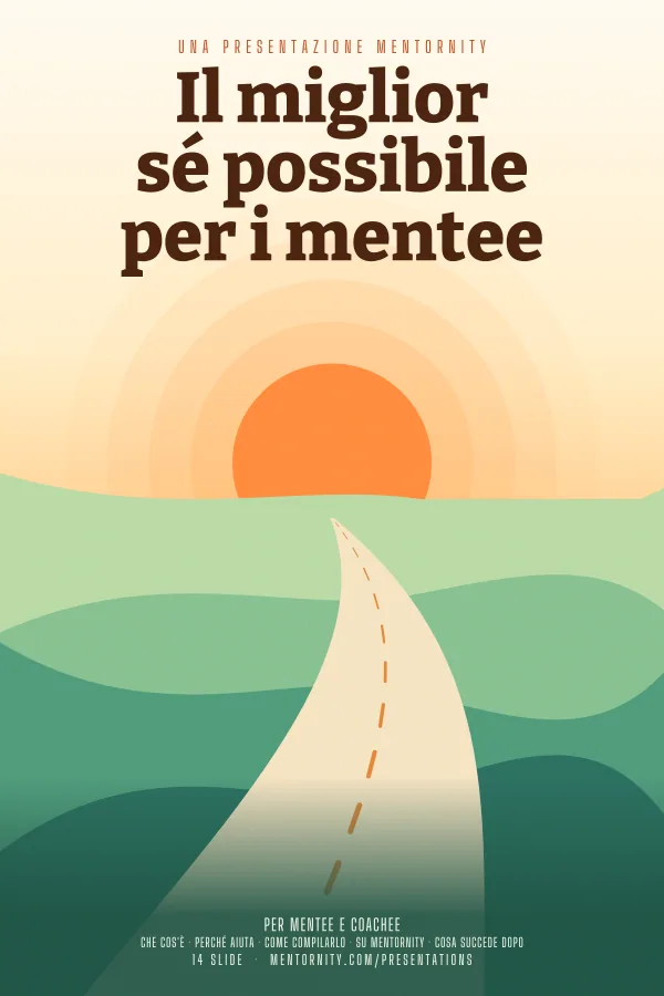 Locandina in stile film della presentazione Il miglior sé possibile per i mentee