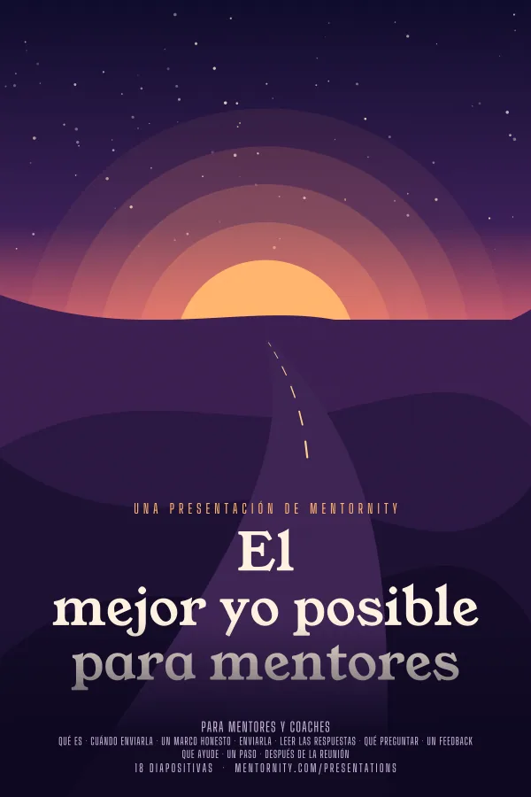 Póster de estilo cinematográfico de la presentación El mejor yo posible para mentores