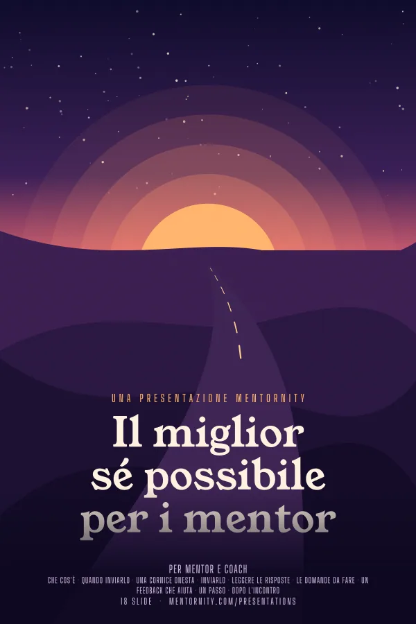 Locandina in stile film della presentazione Il miglior sé possibile per i mentor