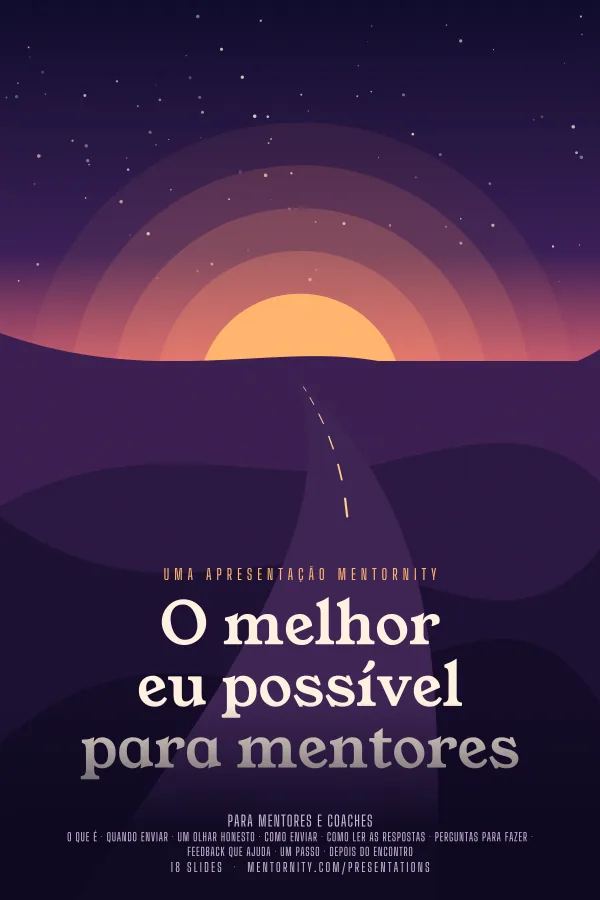 Pôster em estilo de cinema da apresentação O melhor eu possível para mentores