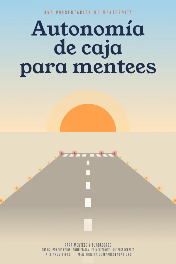 Póster de estilo cinematográfico de la presentación Autonomía de caja para mentees