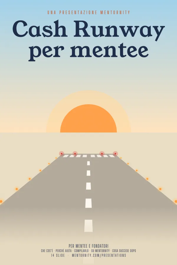 Locandina in stile film della presentazione Cash Runway per mentee