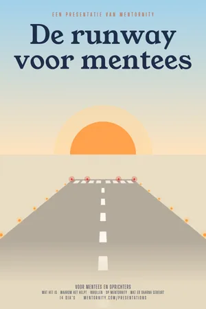 Afbeelding in filmposterstijl voor de presentatie De runway voor mentees