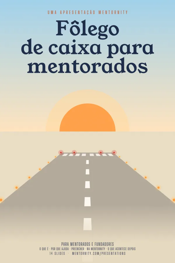 Pôster em estilo de cinema da apresentação Fôlego de caixa para mentorados