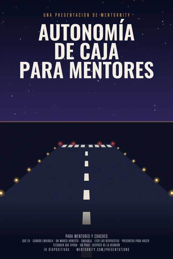 Póster de estilo cinematográfico de la presentación Autonomía de caja para mentores