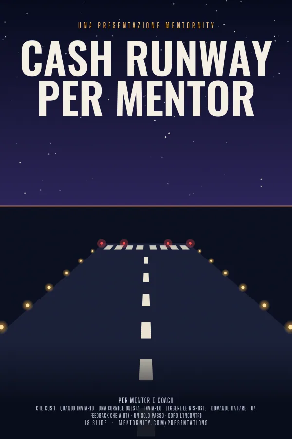 Locandina in stile film della presentazione Cash Runway per mentor