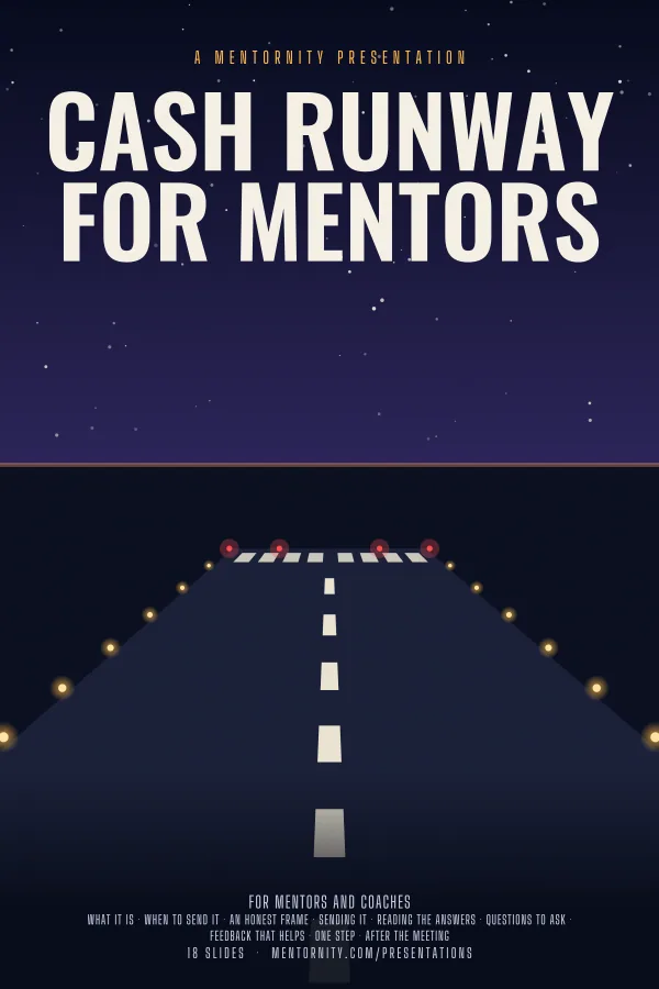 Film-style poster for the Cash Runway for Mentors presentation