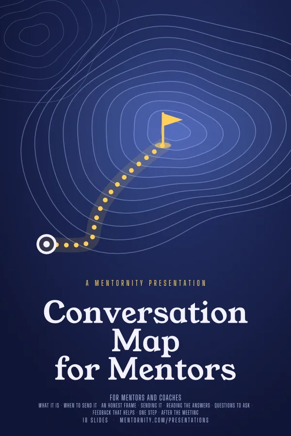 Film-style poster for the Conversation Map for Mentors presentation