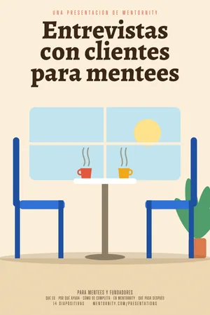 Imagen estilo póster de cine para la presentación Entrevistas con clientes para mentees