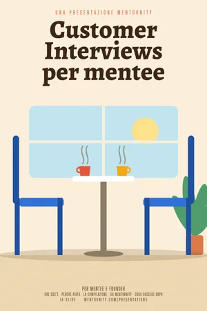 Immagine in stile locandina per la presentazione Customer Interviews per mentee