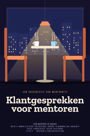 Afbeelding in filmposterstijl voor de presentatie Klantgesprekken voor mentoren