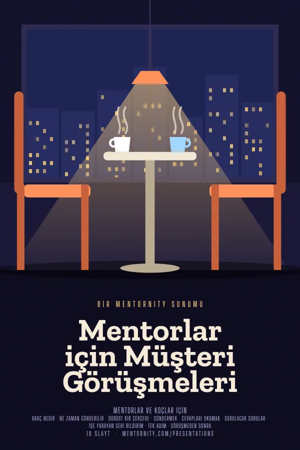 Mentorlar için Müşteri Görüşmeleri sunumu için film afişi tarzında görsel
