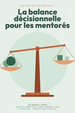 Image style affiche de film pour la présentation La balance décisionnelle pour les mentorés