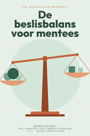 Afbeelding in filmposterstijl voor de presentatie De beslisbalans voor mentees