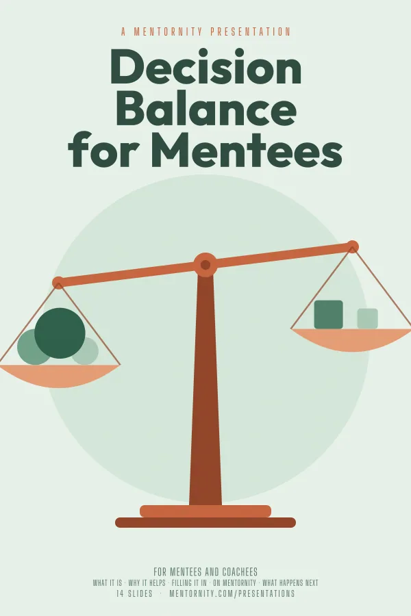 Film-style poster for the Decision Balance for Mentees presentation