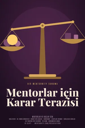 Mentorlar için Karar Terazisi sunumu için film afişi tarzında görsel