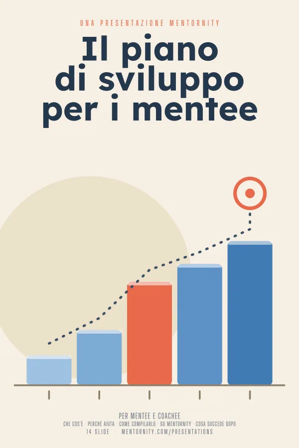 Locandina in stile film della presentazione Il piano di sviluppo per i mentee