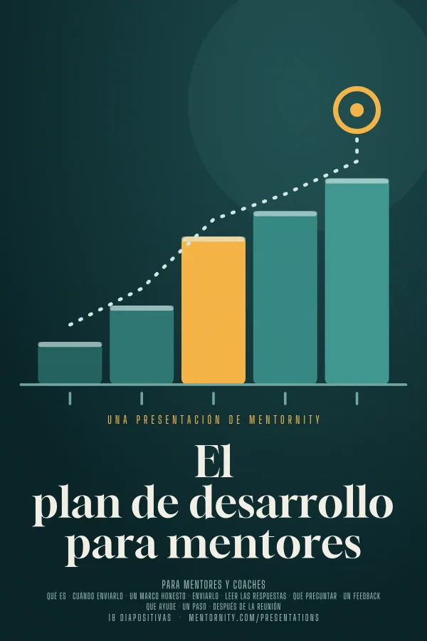 Póster de estilo cinematográfico de la presentación El plan de desarrollo para mentores