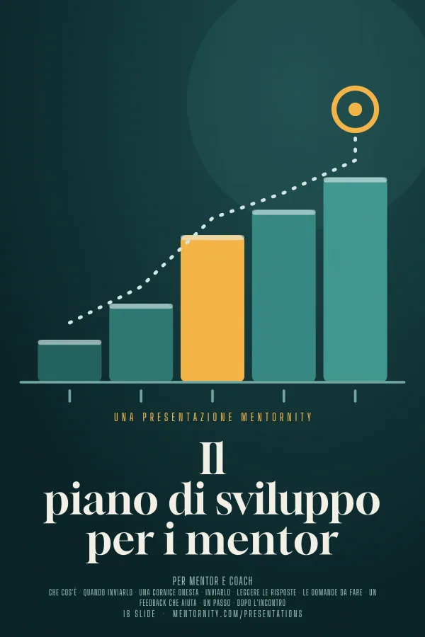 Locandina in stile film della presentazione Il piano di sviluppo per i mentor