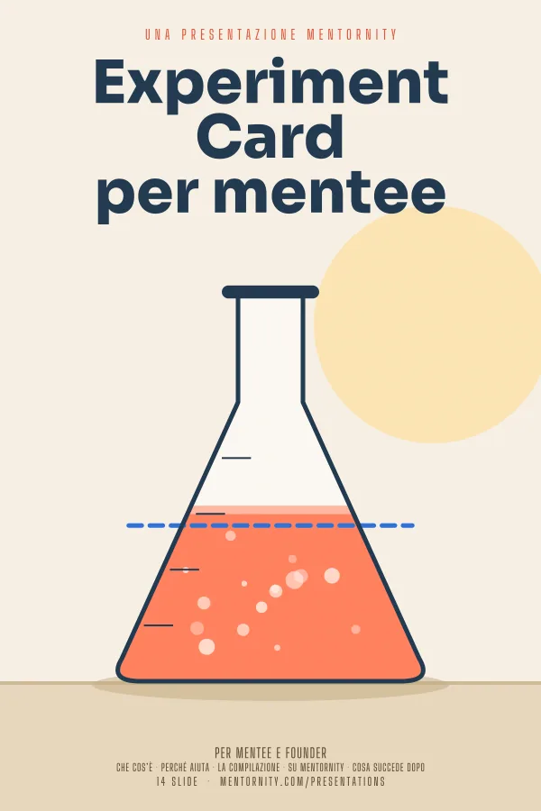 Locandina in stile film della presentazione Experiment Card per mentee