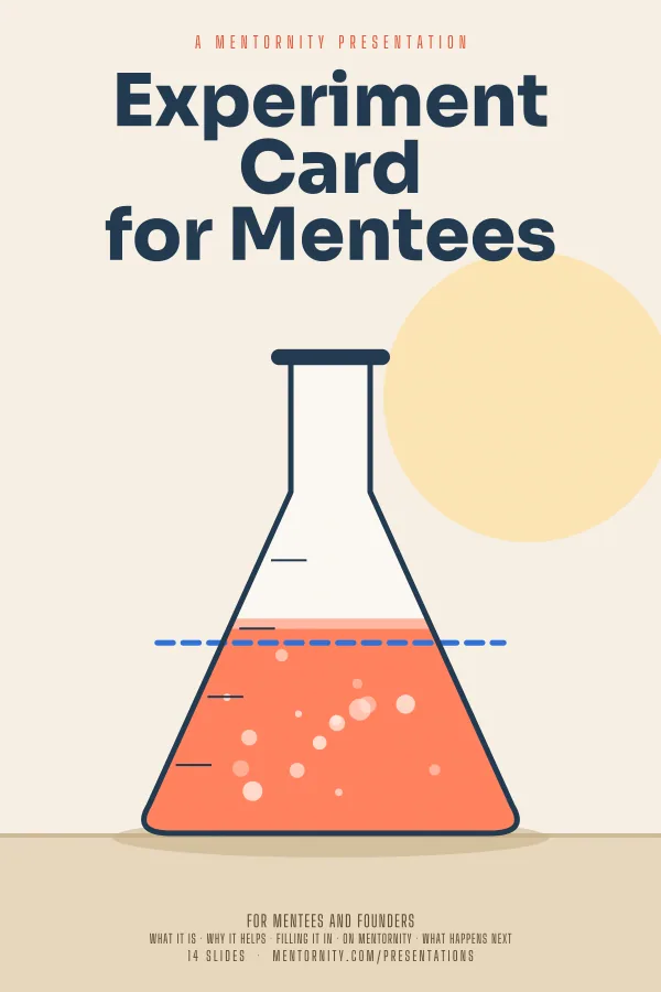 Film-style poster for the Experiment Card for Mentees presentation