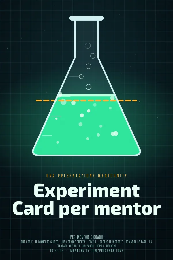Locandina in stile film della presentazione Experiment Card per mentor