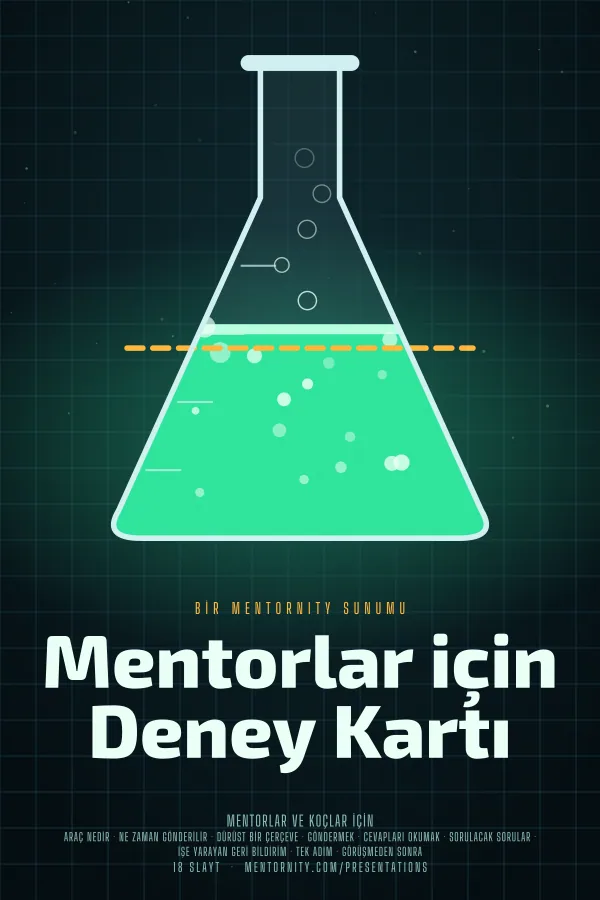 Mentorlar için Deney Kartı sunumu için film afişi tarzında görsel