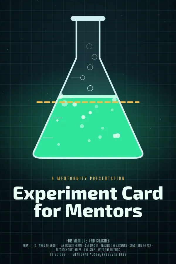 Film-style poster for the Experiment Card for Mentors presentation