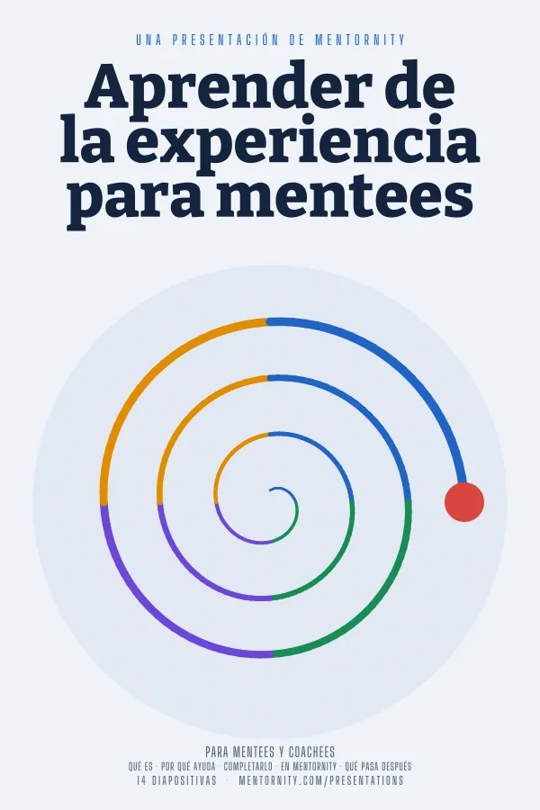 Póster de estilo cinematográfico de la presentación Aprender de la experiencia para mentees