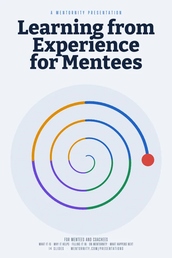 Film-style poster for the Learning from Experience for Mentees presentation