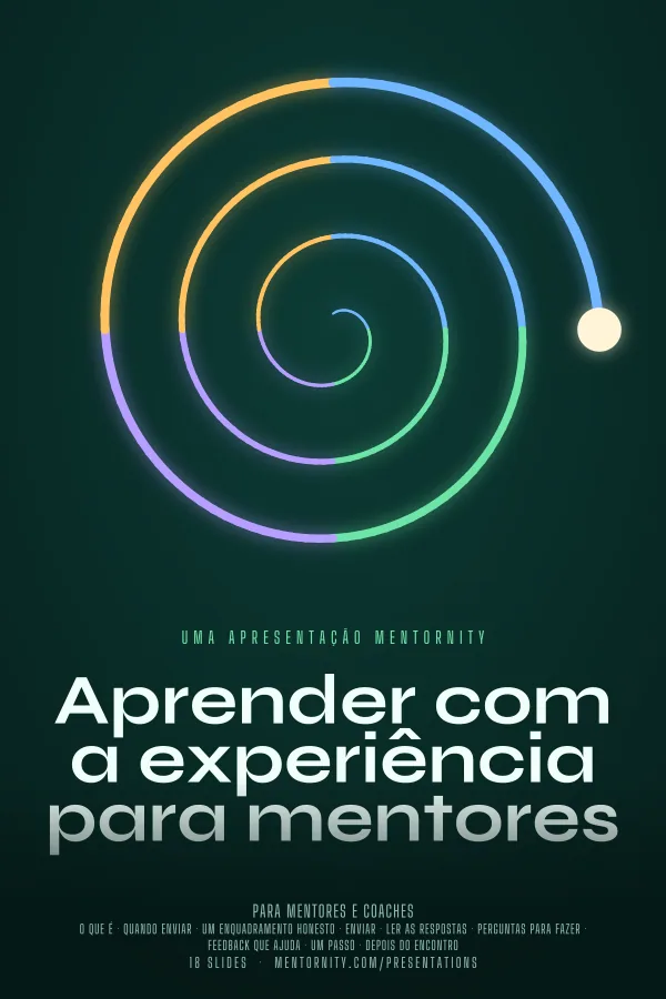 Pôster em estilo de cinema da apresentação Aprender com a experiência para mentores
