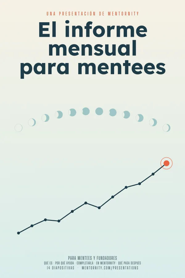 Póster de estilo cinematográfico de la presentación El informe mensual para mentees