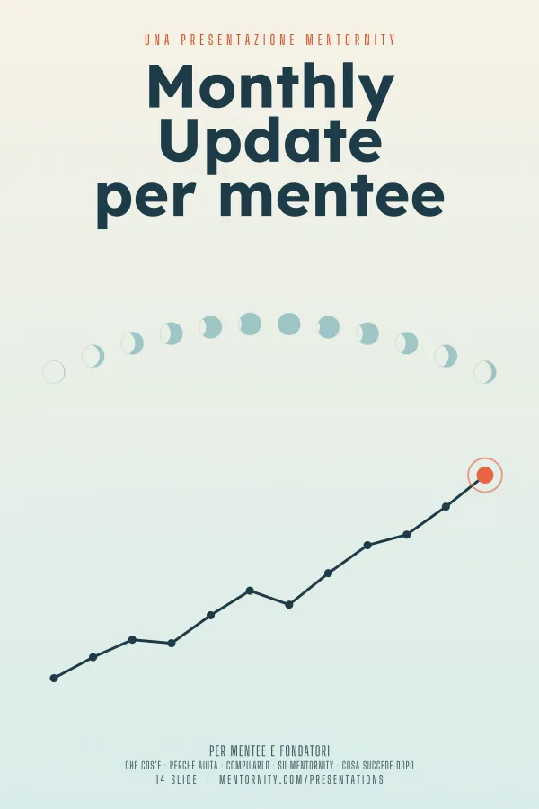 Locandina in stile film della presentazione Monthly Update per mentee