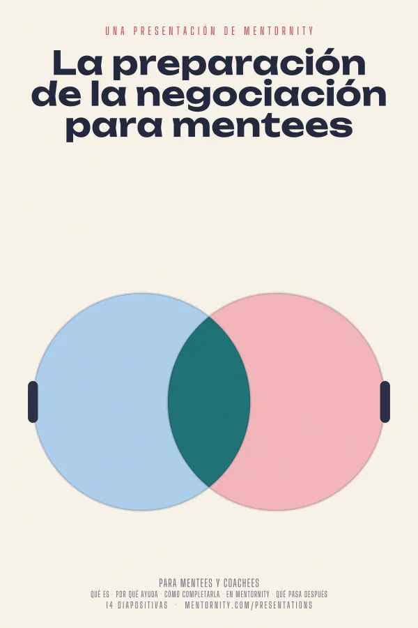 Póster de estilo cinematográfico de la presentación La preparación de la negociación para mentees