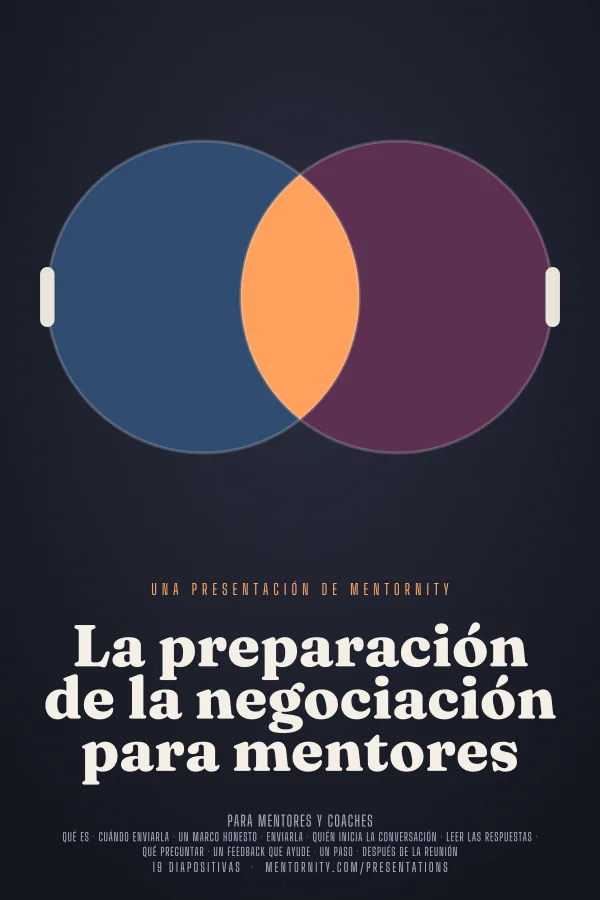Póster de estilo cinematográfico de la presentación La preparación de la negociación para mentores