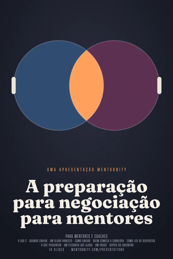 Pôster em estilo de cinema da apresentação A preparação para negociação para mentores